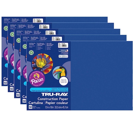 Pacon Tru-Ray Construction Paper, Royal Blue, 12x18, PK250 P103049